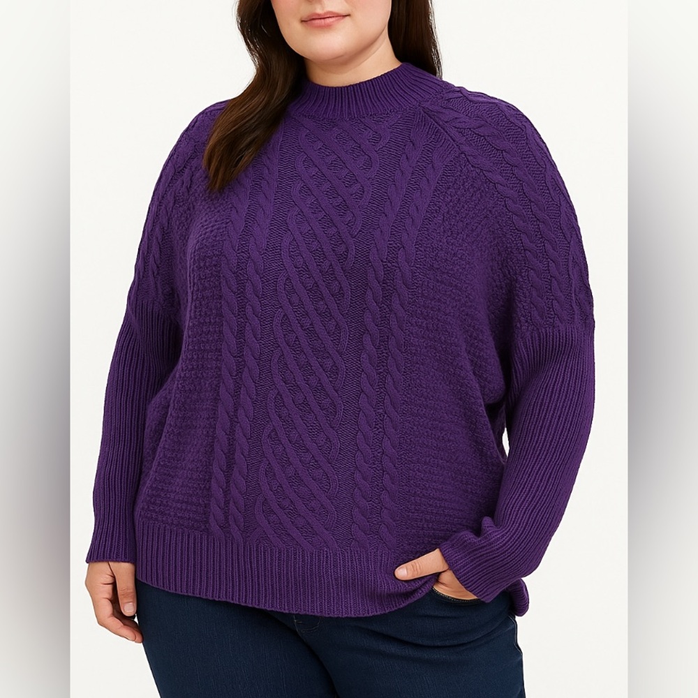 Woman’s Mock Neck 3/4 sleeve sweater purple size 5XL - Picture 1 of 8